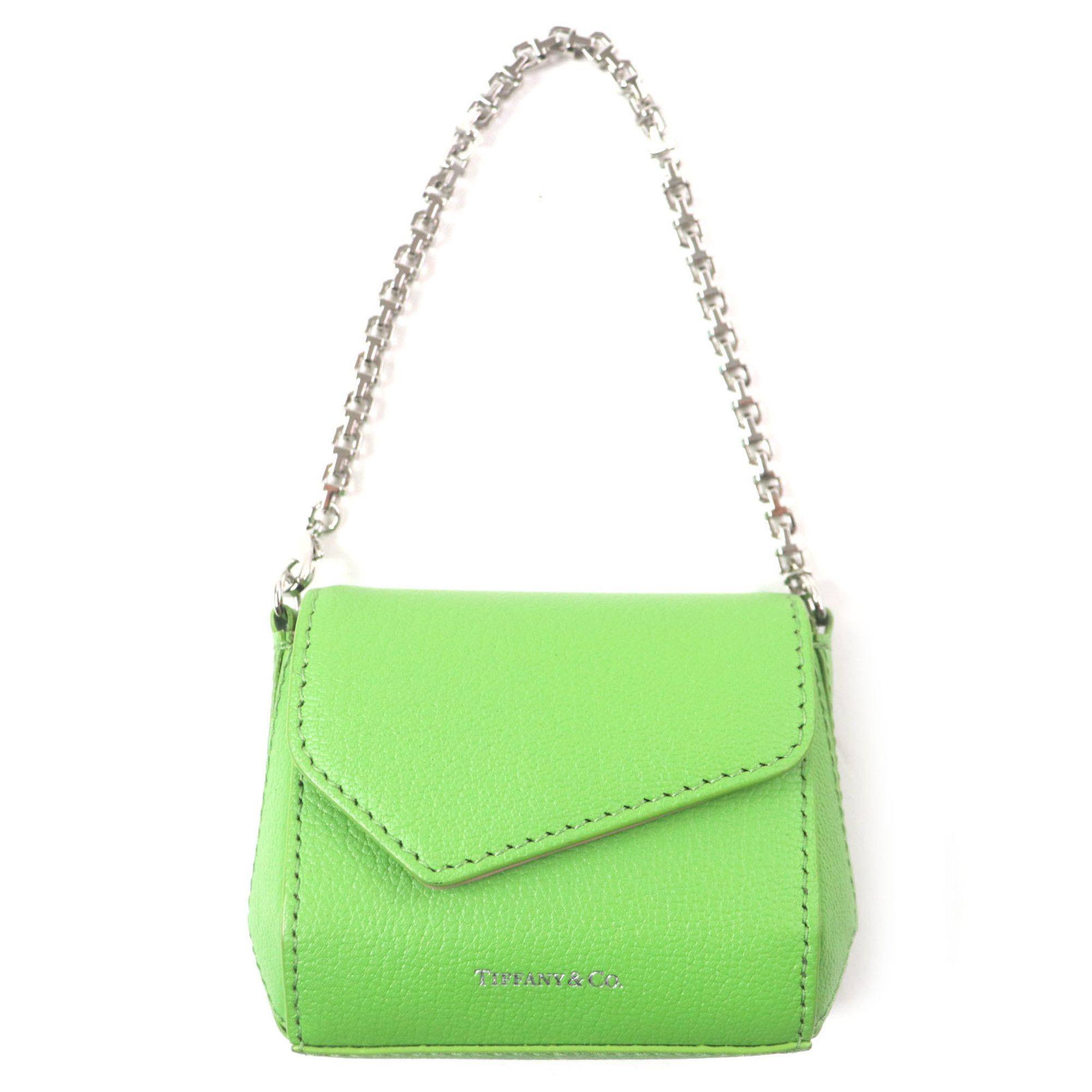 Tiffany & Co. TIFFANY & Co. Tiffany T Nano Bag with Peridot Logo Print Chain Charm, Green Leather Silver Hardware, Box and Dust Bag, Made in Italy, Men's Size ONE SIZE - 1 Thumbnail
