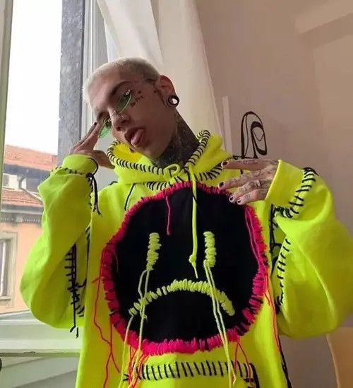 VIBE Y2K kawaii hip-hop sweatshirt Gothic Punk smile hoodie Size US L / EU 52-54 / 3 - 7 Thumbnail