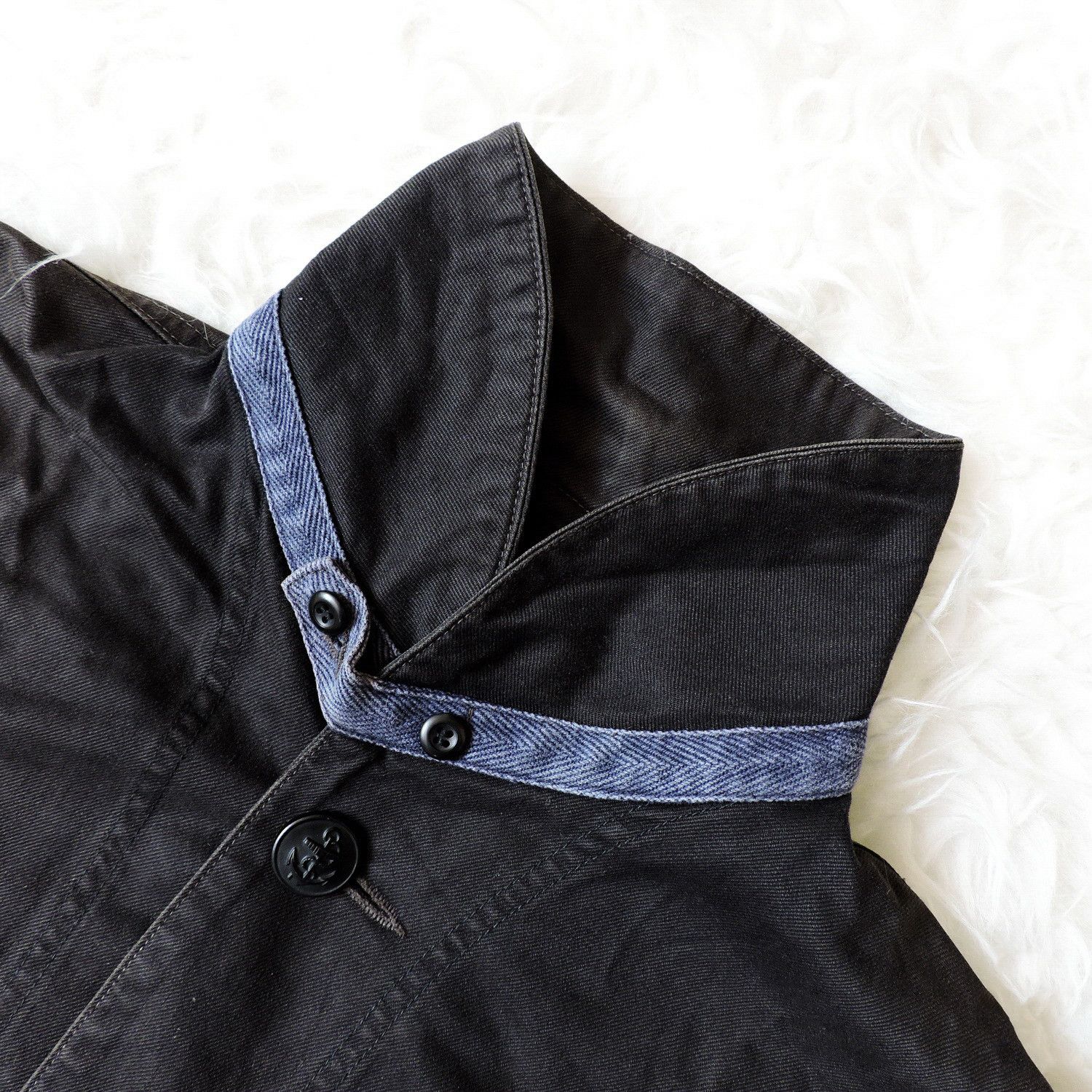 Blue Blue Japan BLUE BLUE NAVY SHAWL COLLAR DENIM WORK JACKET Size US M / EU 48-50 / 2 - 6 Thumbnail