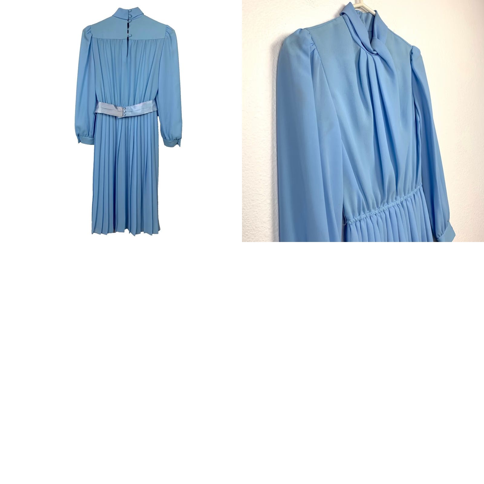 Vintage Vintage Mavinette Blue Pleated Twirl Secretary Dress Twee Size 6 80s Size M / US 6-8 / IT 42-44 - 8 Thumbnail