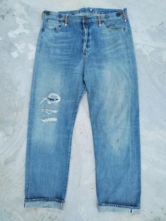 Levi's Vintage Clothing 1954 501Zxx Big E Selvedge Jeans 32x32 Distressed Rare