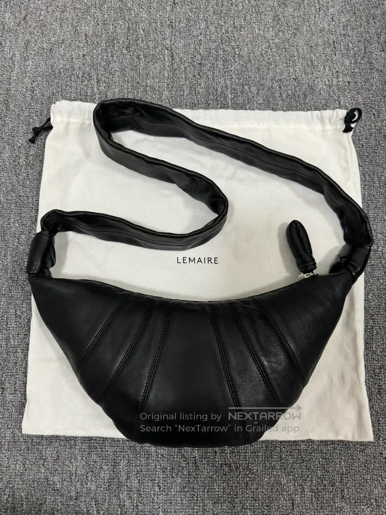 LEMAIRE Small Black Lamb Leather Horn Bag