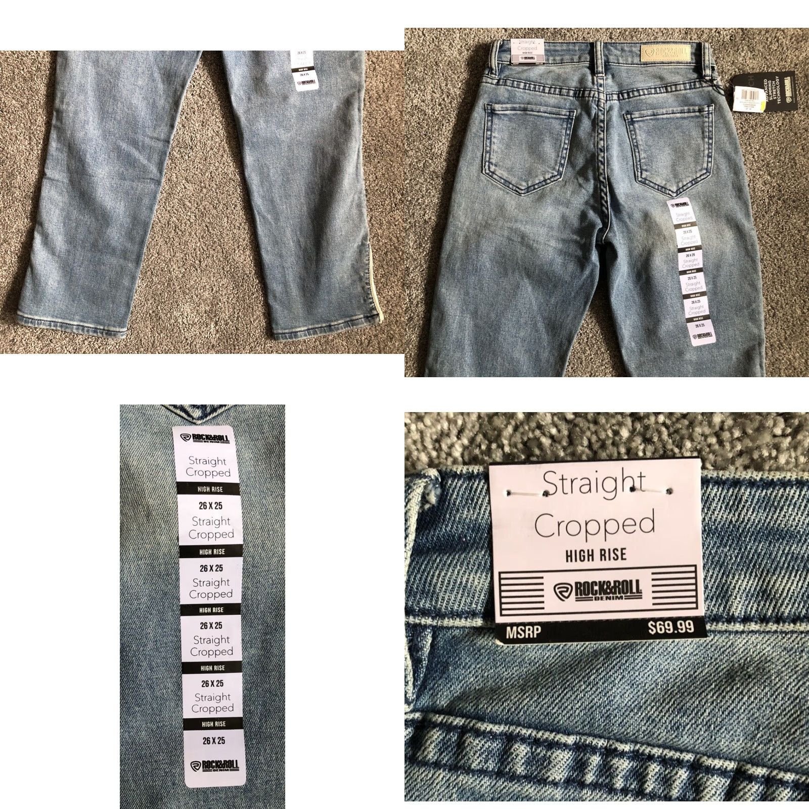 Vintage VINTAGE Rock & Roll Denim Jeans 90s Women’s Straight Cropped High Rise Blue 26x25 Pockets Size 26" / US 2 / IT 38 - 10 Thumbnail