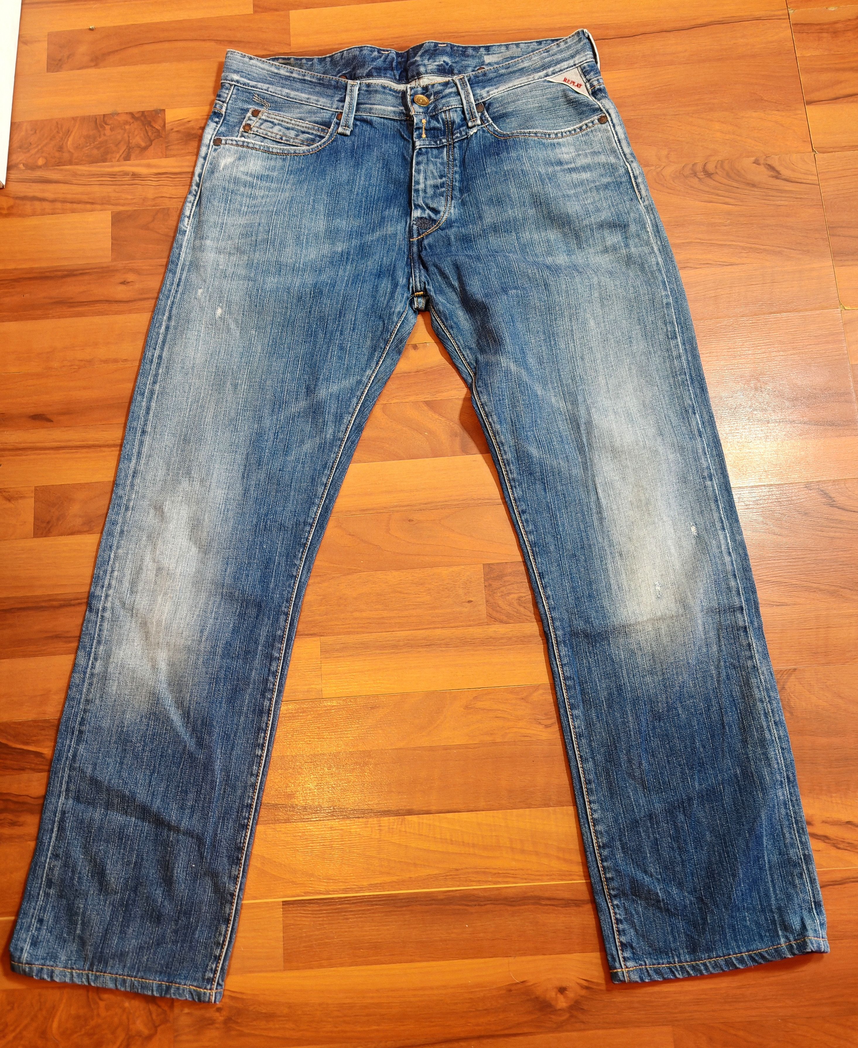 Replay × Vintage Replay Rare Y2K Straight Faded Whiskered Button Fly Jeans Size US 32 / EU 48 - 2 Thumbnail