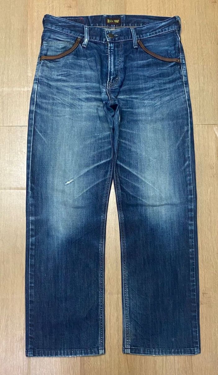 Edwin Vintage Edwin Blue Trip Distressed Denim Size US 31 - 10 Thumbnail