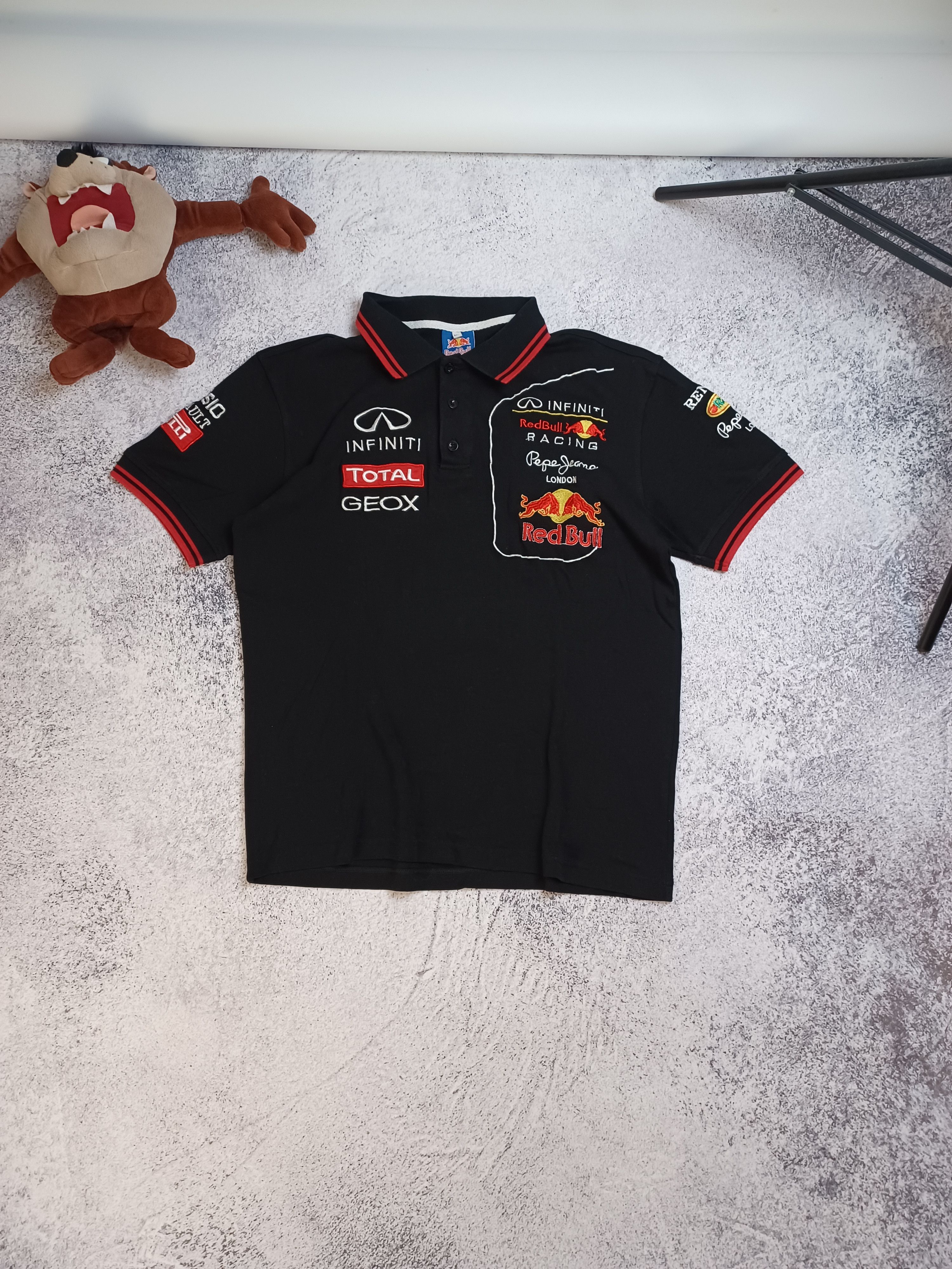 Pre-owned Formula Uno X Racing Vintage Y2k Red Bull Racing Polo Shirt In Black