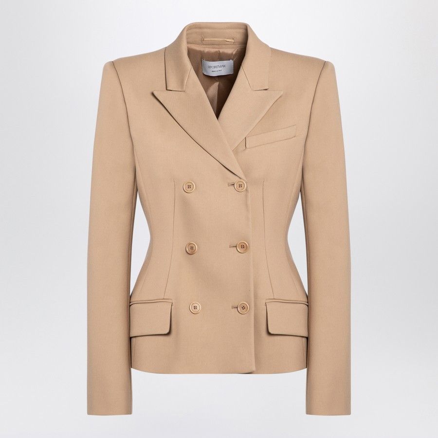Sportmax o1d2blof1024 Double-breasted Jacket in Camel Size M / US 6-8 / IT 42-44 - 1 Thumbnail