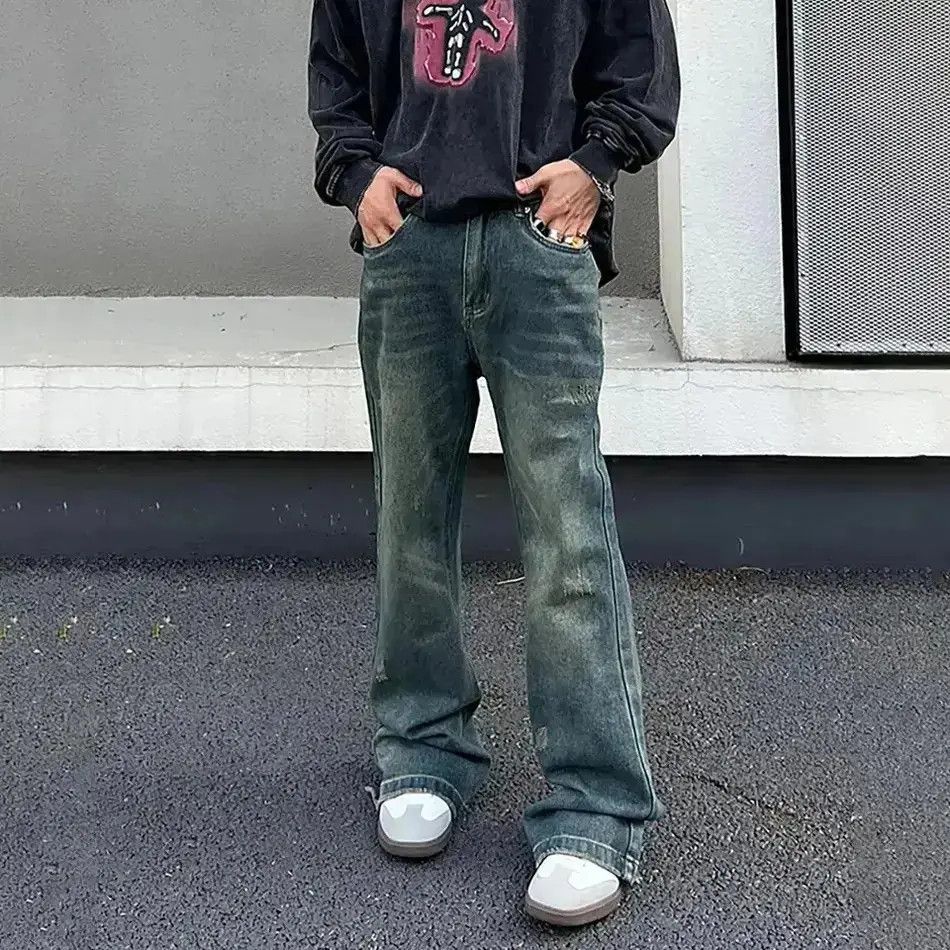 Japanese Brand Flared jeans wide legs ripped vintage baggy pants Y2k Size US 32 / EU 48 - 1 Thumbnail