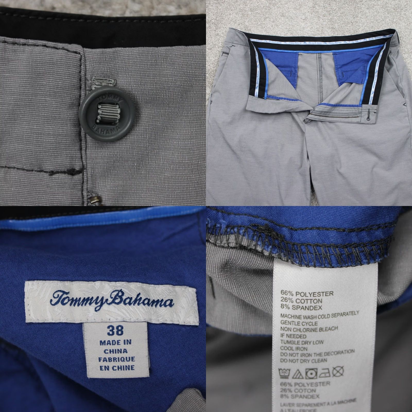 Tommy Bahama Tommy Bahama Bermuda Shorts Mens 38 Gray Poly/Cotton Stretch Inseam 10" Flat Front Zip Pocket Logo Casual Beach Size US 38 / EU 54 - 9 Thumbnail