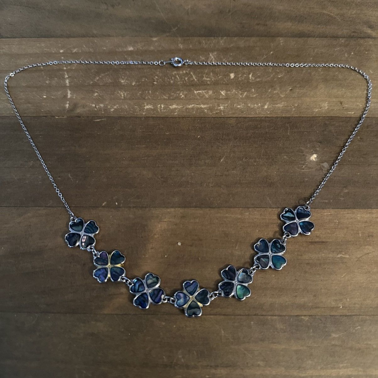 Vintage Vintage silver tone abalone clover necklace Size ONE SIZE - 2 Thumbnail