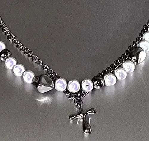 Other Punk Hippie Crucifix Cross Patchwork Pearl Layer Necklace Size ONE SIZE - 3 Thumbnail