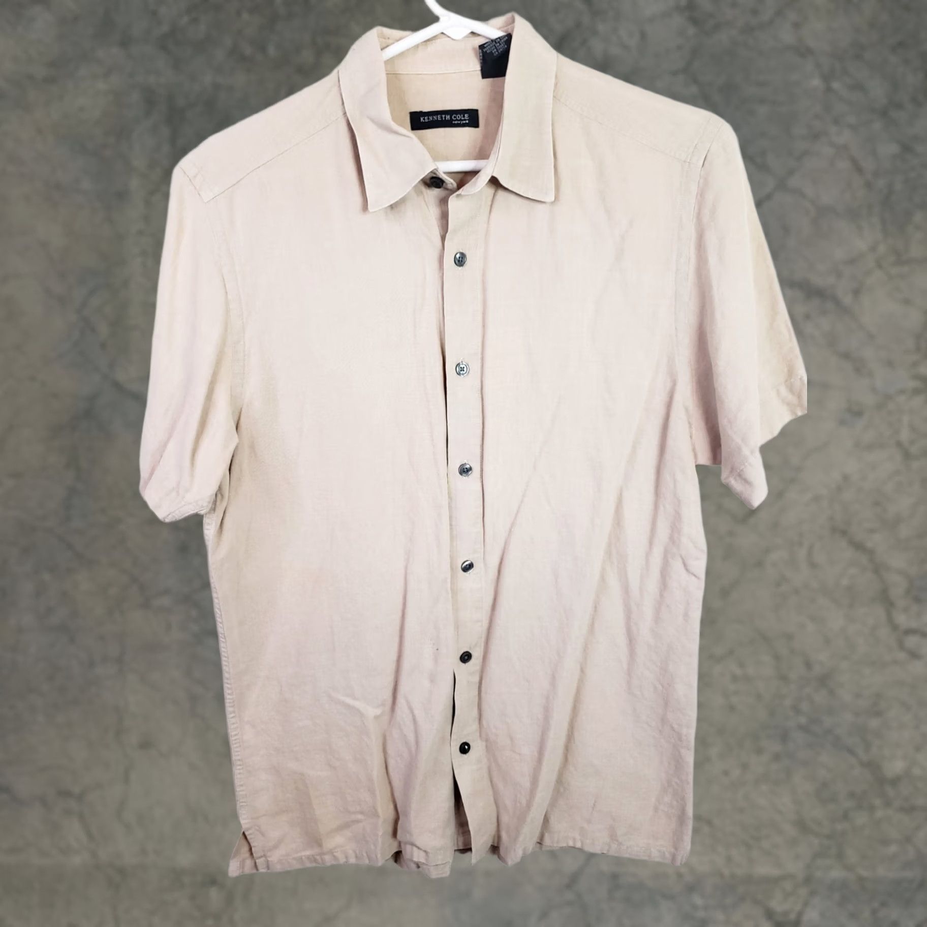 Kenneth Cole Kenneth Cole New York Linen Blend Shirt Men M Beige Short Sleeve Button-Up Size US M / EU 48-50 / 2 - 1 Thumbnail