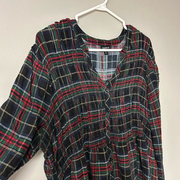 Torrid Torrid Babydoll Twill Button Down Plaid Shirt Size XXL / US 16-18 / IT 52-54 - 2 Thumbnail