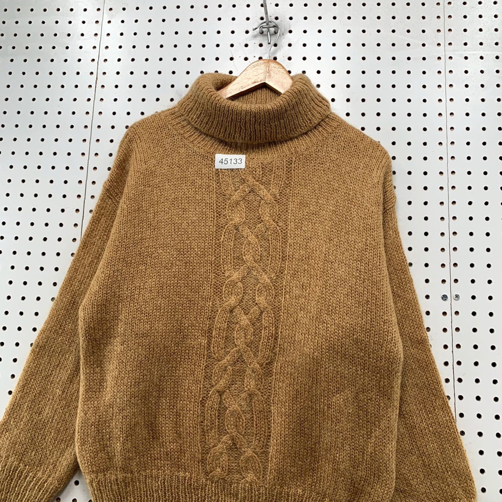 Lord & Taylor VINTAGE LORD & TAYLOR Sweater Men Medium Cable Knit Turtleneck Brown Mohair Wool Knit Pullover Christmas Winter Casual Mens Size US M / EU 48-50 / 2 - 2 Thumbnail