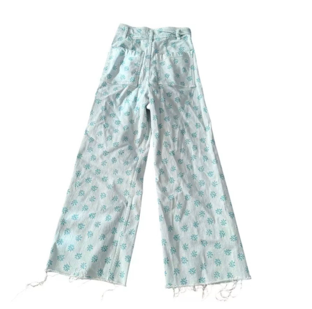 Zara Zara The Marine Straight Floral Wide Leg Jeans Raw Hem 4 LN Size 26" / US 2 / IT 38 - 2 Thumbnail
