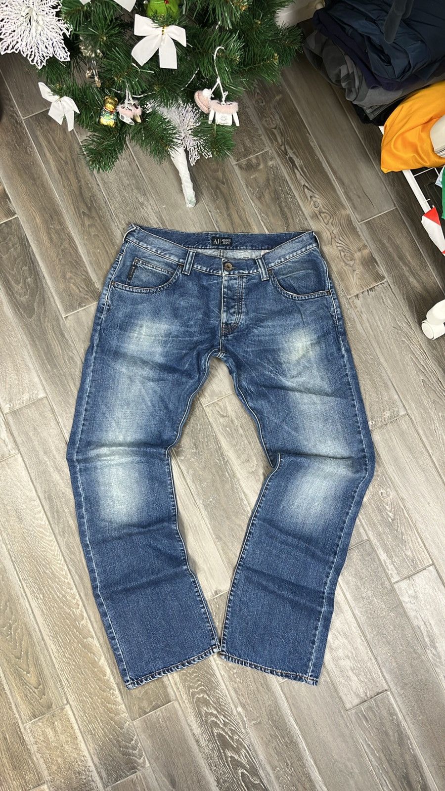 Armani × Vintage Vintage Armani Jeans Light Blue Wash Denim Jeans Y2K Size US 34 / EU 50 - 1 Thumbnail