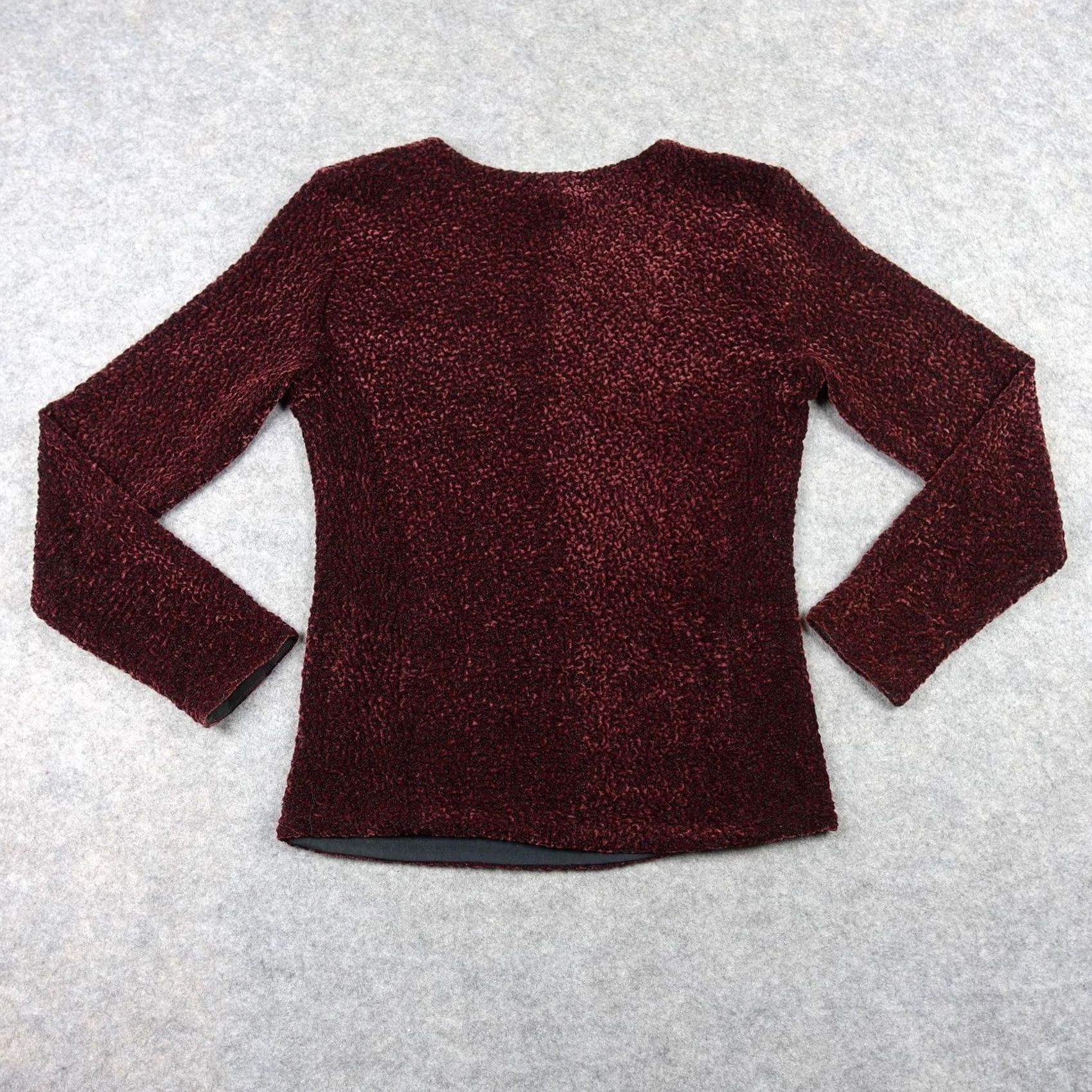 Velvet VINTAGE Harriet Selwyn Sweater Womens Medium Red Textured Velvet Pullover Top VT Size M / US 6-8 / IT 42-44 - 4 Thumbnail