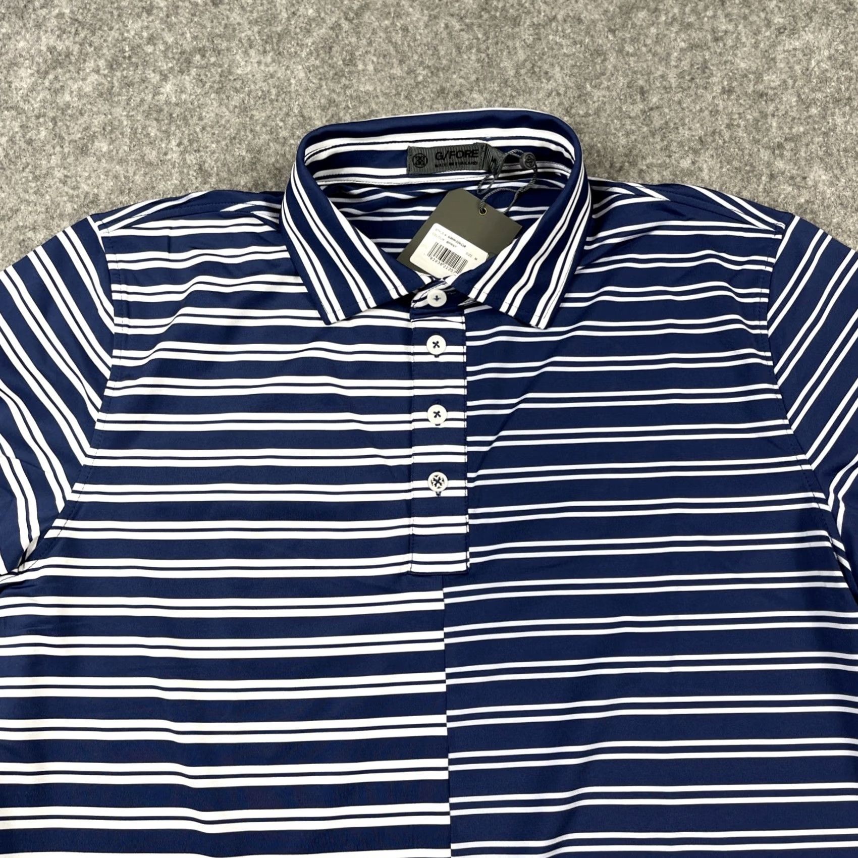 G/FORE G/Fore Polo Shirt Mens M Blue White Offset Stripe Performance Golf NWT Size US M / EU 48-50 / 2 - 2 Thumbnail