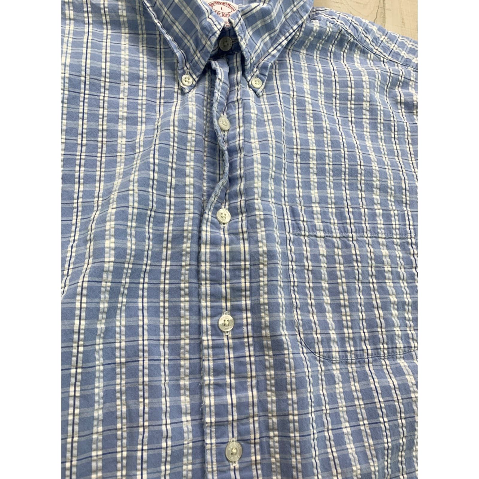 Brooks Brothers Brooks Brothers The Original Polo Shirt Cotton Plaid Blue Shirt Mens L Size US L / EU 52-54 / 3 - 6 Thumbnail