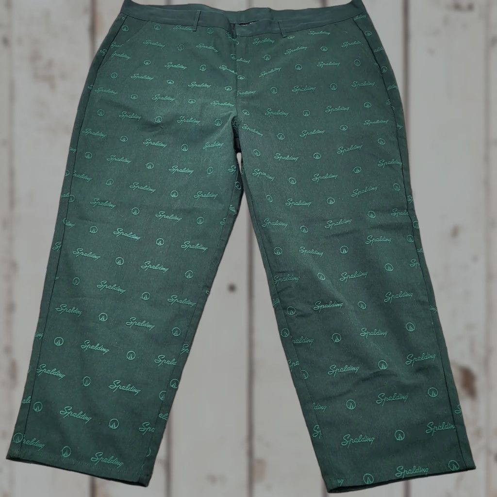 Spalding VINTAGESpalding UNKNWN Pants Men's XXL GREEN All Over Print Trousers, Walk/Golf, Chino, Regular, 26in Inseam, Button, Denim-Style? Size US 39 - 1 Thumbnail