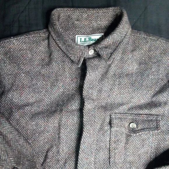 L.L. Bean Vintage L.L. Bean Herringbone Wool Button Shirt Shacket Size US M / EU 48-50 / 2 - 1 Thumbnail