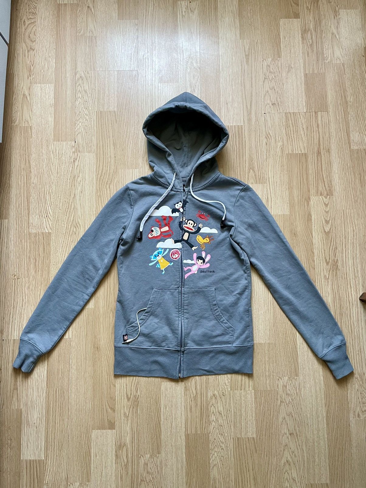 image of Paul Frank Headphone Zip Up in Grey, Men's (Size XS)