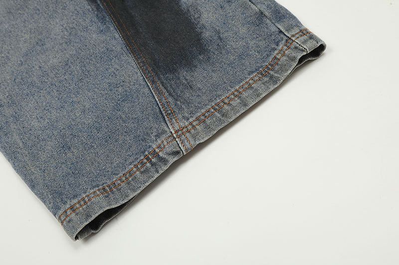 Vintage American retro washed straight leg ripped gradient jeans Size US 32 / EU 48 - 6 Thumbnail