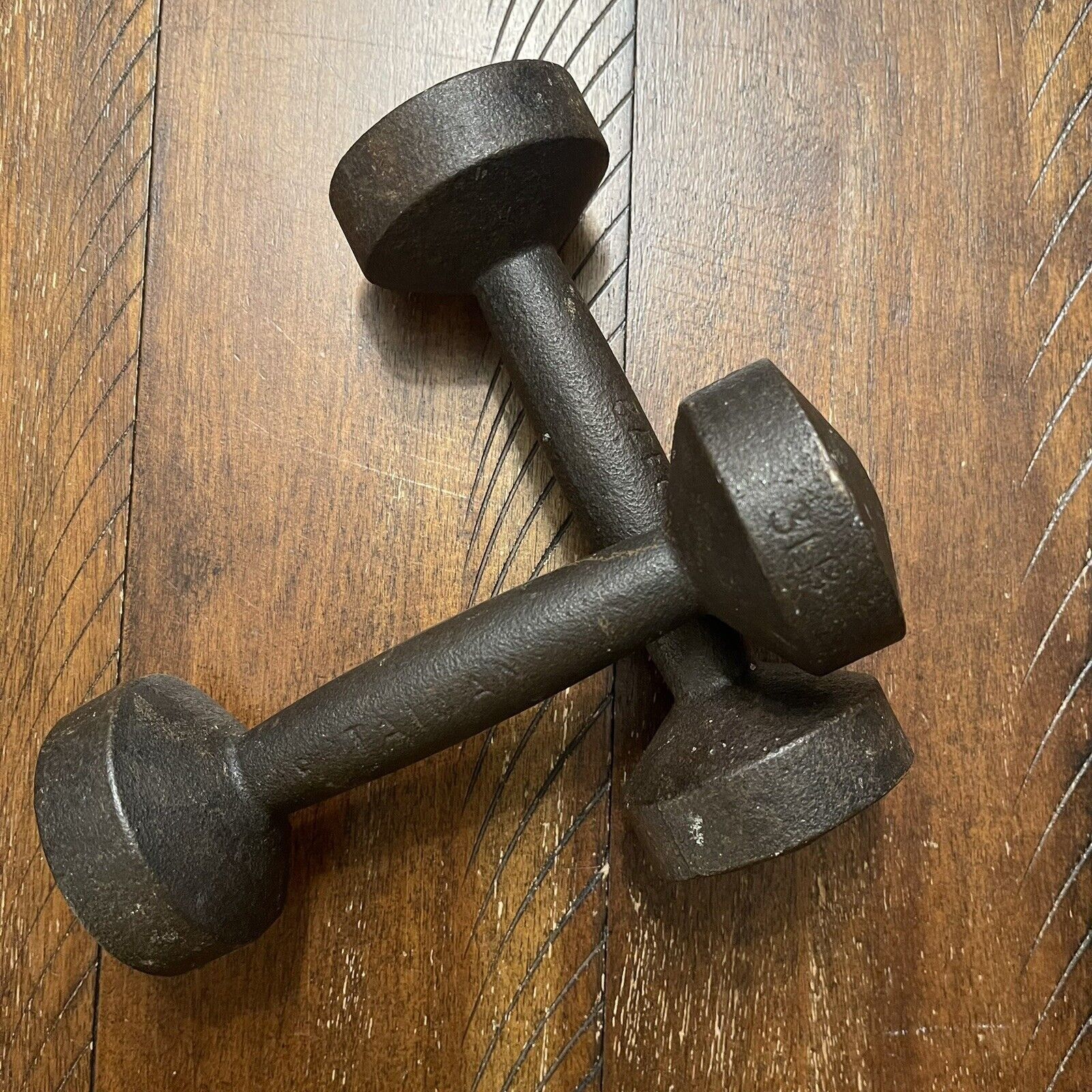 Other 2 Vtg 3 LB # Dumbbell Dumb Bell Set Pill Ends Taiwan Weights Size ONE SIZE - 5 Thumbnail