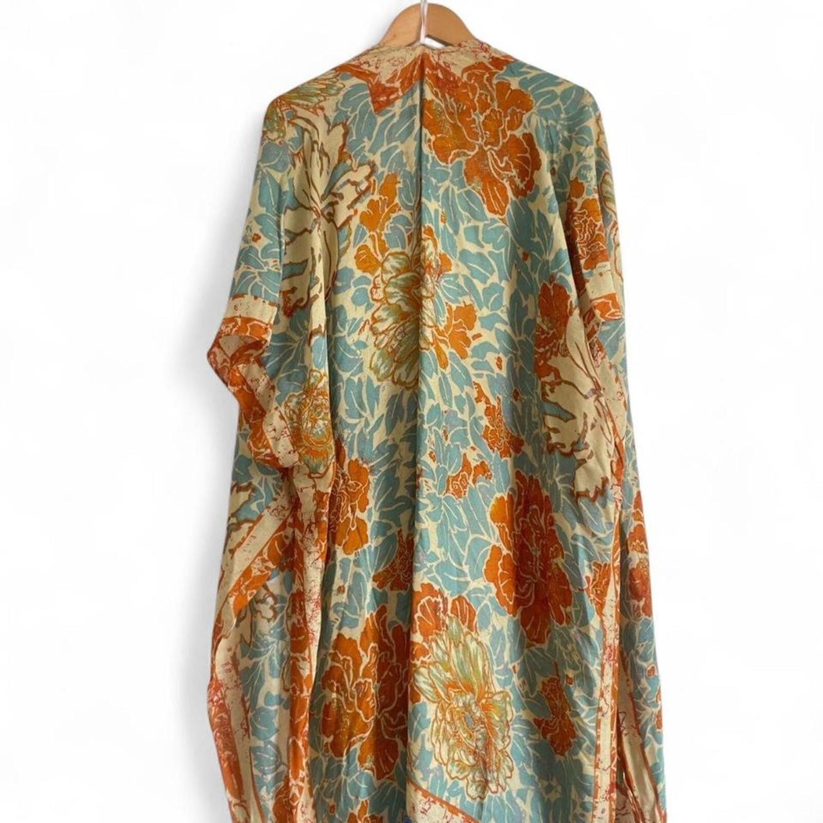 Nutsa Modebadze modena floral fringe maxi kimono one size bnwt boho festival Size ONE SIZE - 3 Thumbnail