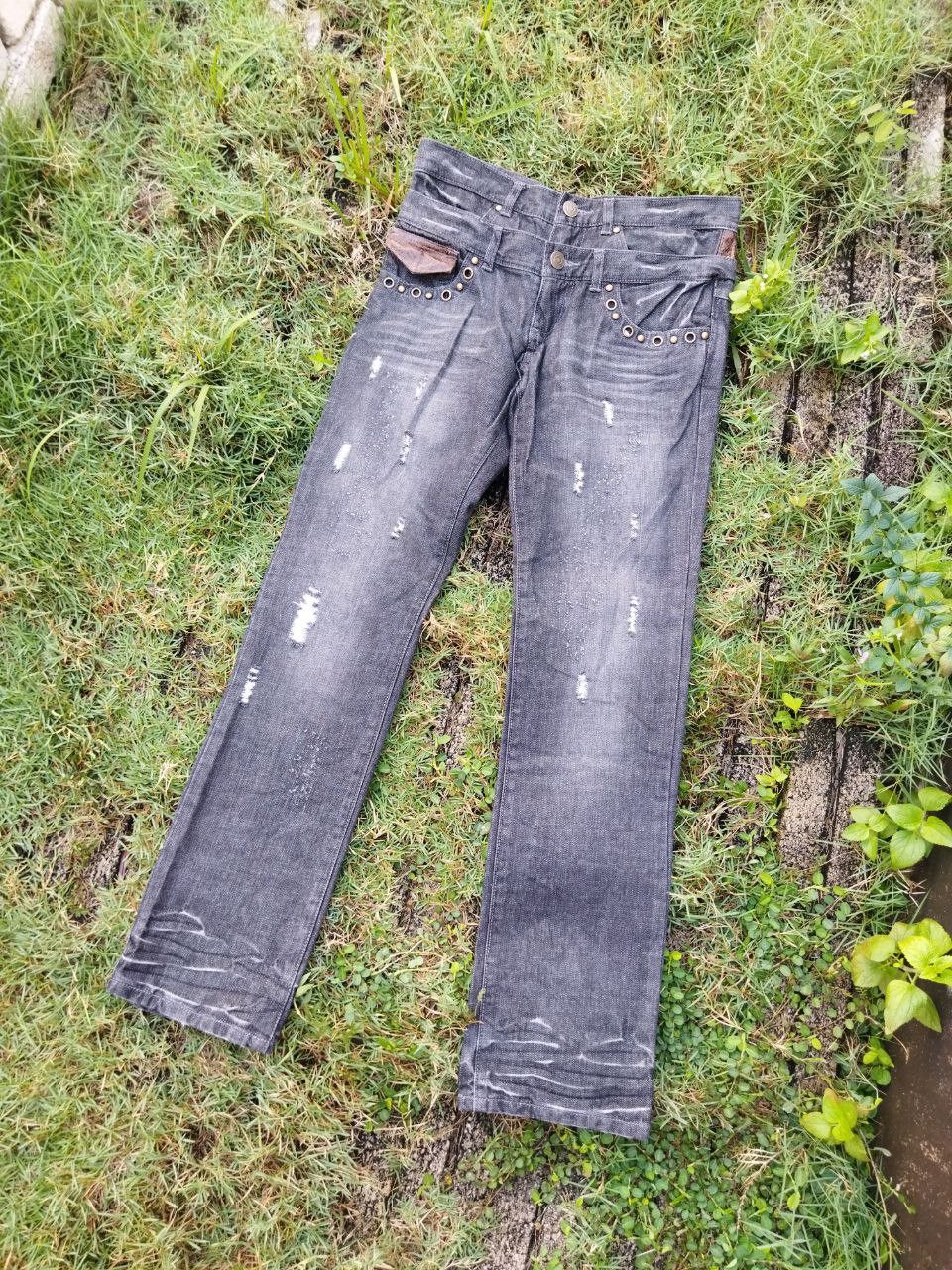 If Six Was Nine Japanese Brand Mix Leather Double Waist Jeans Size US 32 / EU 48 - 7 Thumbnail