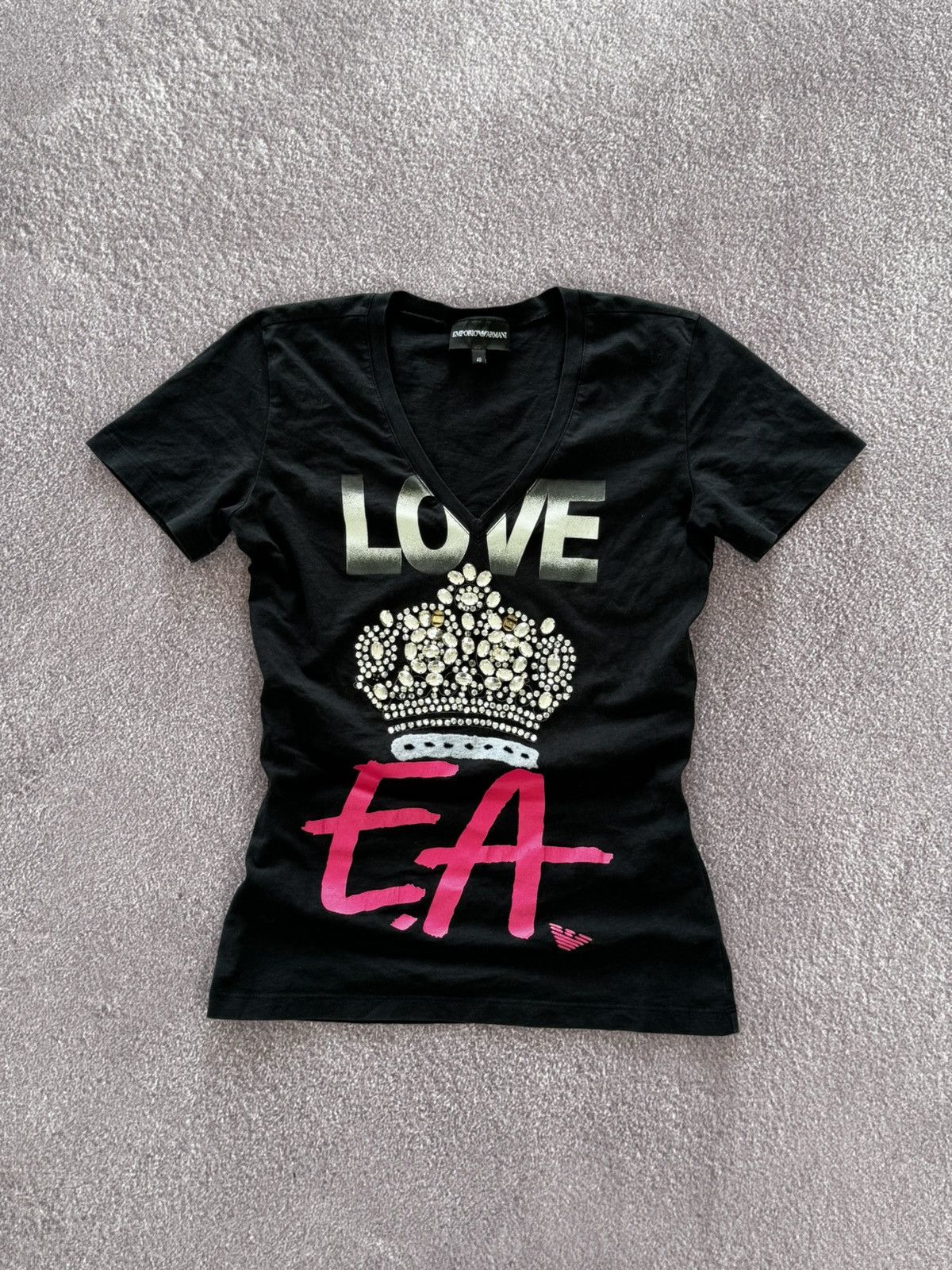 Armani Avant Garde Armani 00s Rhinestones Logo Y2K Top T-Shirt Size M / US 6-8 / IT 42-44 - 1 Thumbnail