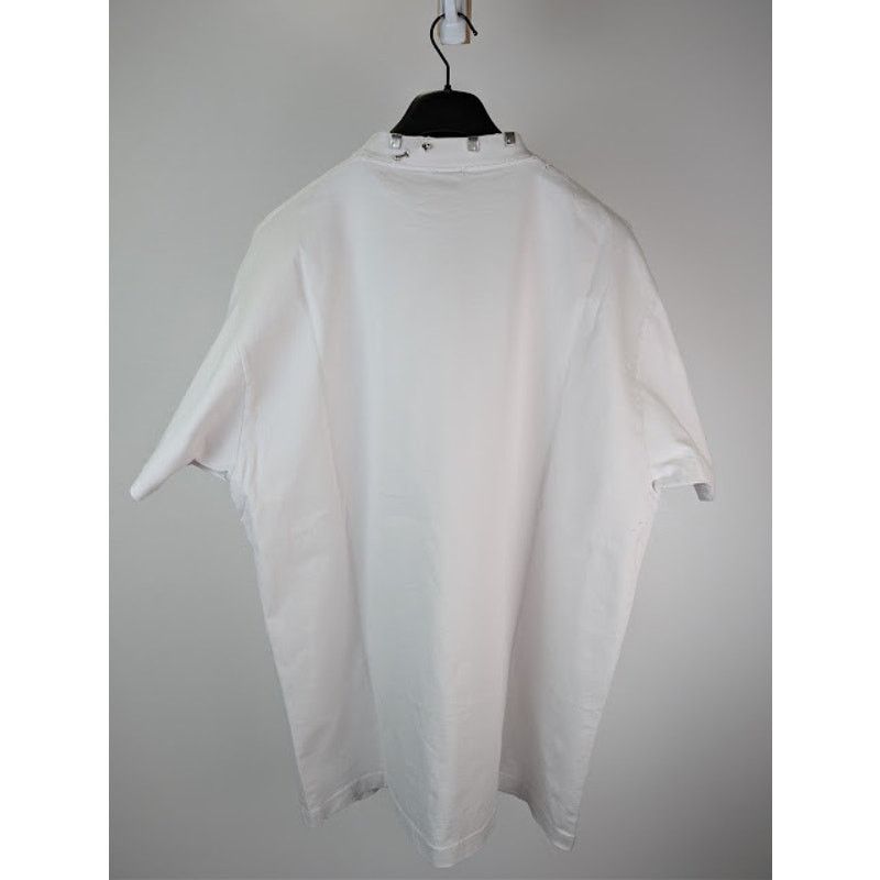 Balenciaga o1rshd1 Vintage Jersey Pierced Oversized T-Shirt in White Size US M / EU 48-50 / 2 - 9 Thumbnail