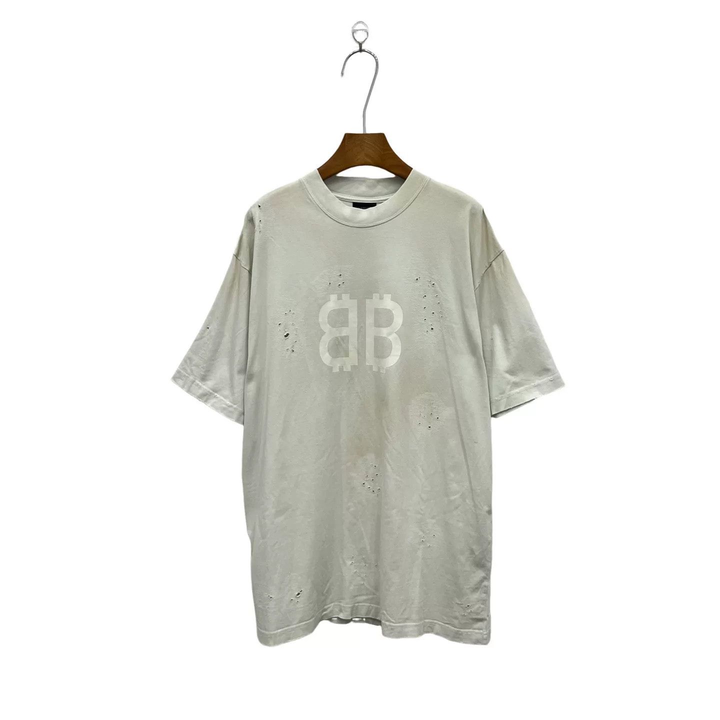 Balenciaga Balenciaga Bitcoin Distressed Short Sleeve Size US L / EU 52-54 / 3 - 1 Thumbnail