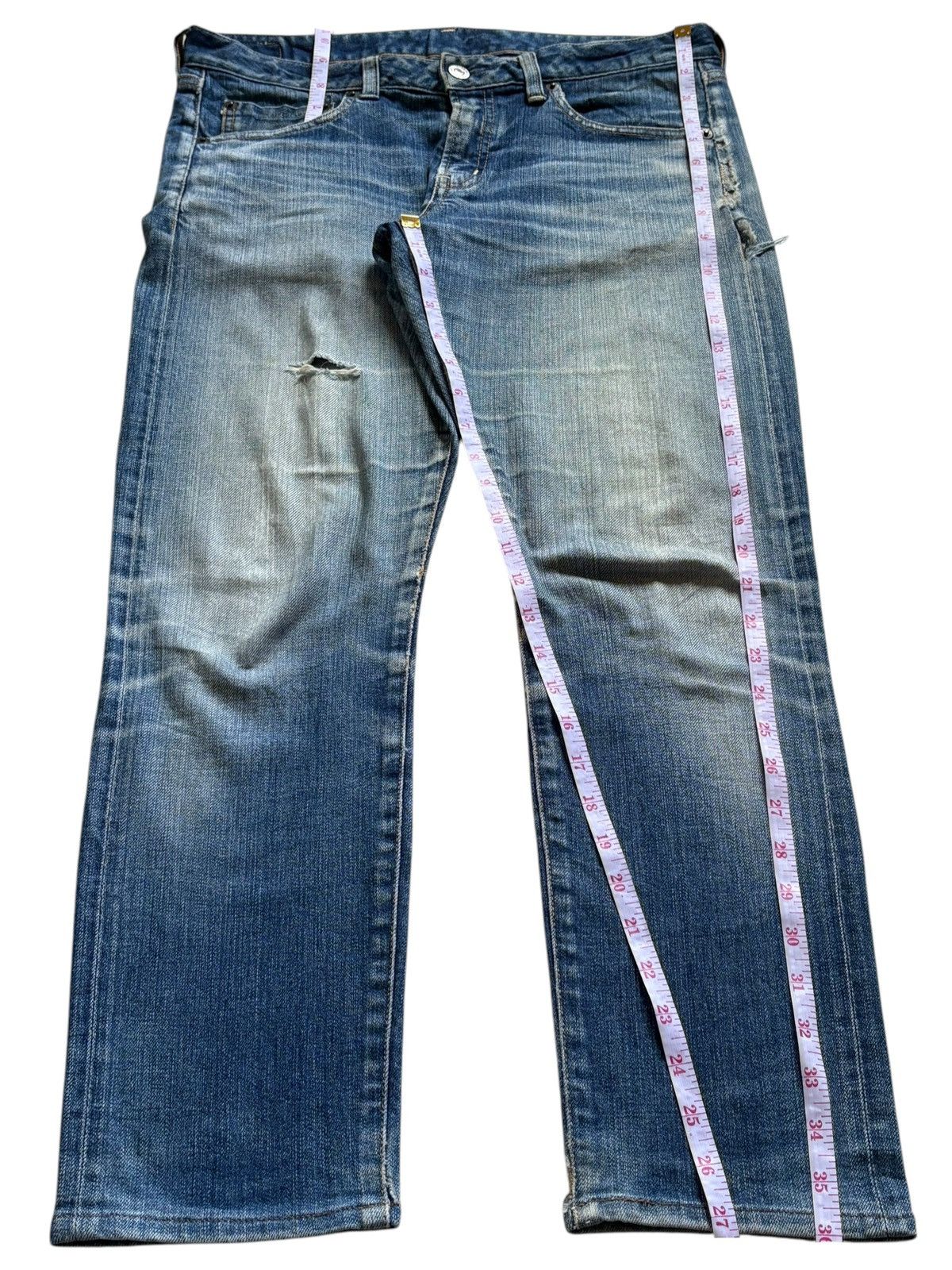 FOB Factory × Japanese Brand Vintage Fob Factory Selvedge Mud Wash Distressed Ripped Jean Size US 32 / EU 48 - 13 Thumbnail