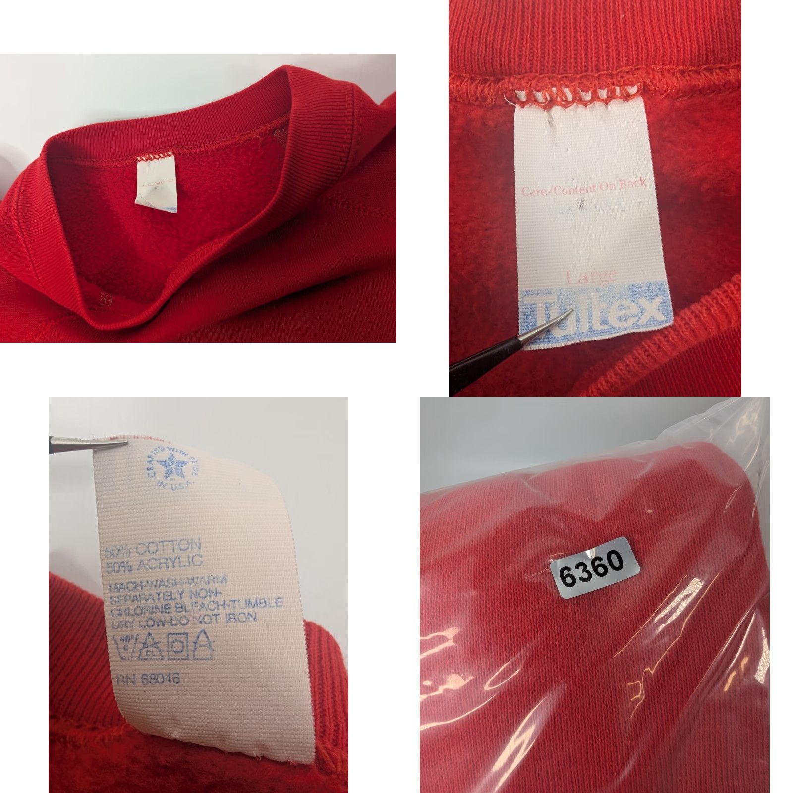 Tultex VINTAGE Tultex Sweatshirt Crewneck Large Red Unisex Adults Pullover 90s Size US L / EU 52-54 / 3 - 8 Thumbnail
