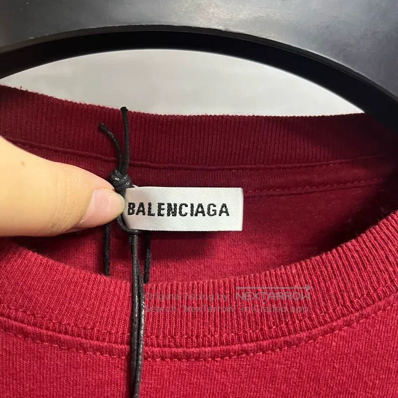 Balenciaga Balenciaga Red Logo Lettering Crew Neck Short Sleeve T-Shi Size US M / EU 48-50 / 2 - 2 Thumbnail