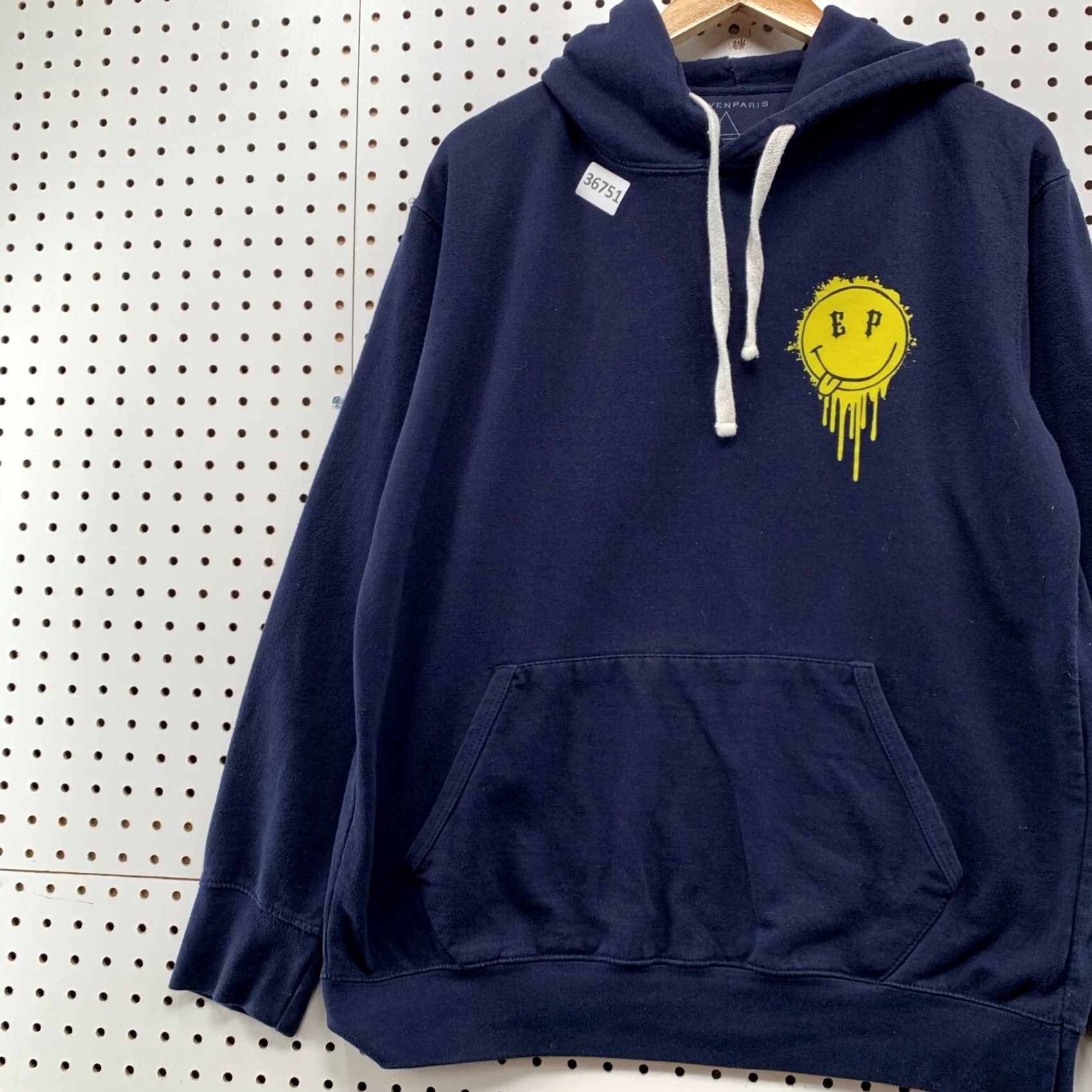 Eleven Paris Eleven Paris Smiley Face Hoodie Sweatshirt Mens Large Blue Yellow 22x27 Size US L / EU 52-54 / 3 - 3 Thumbnail