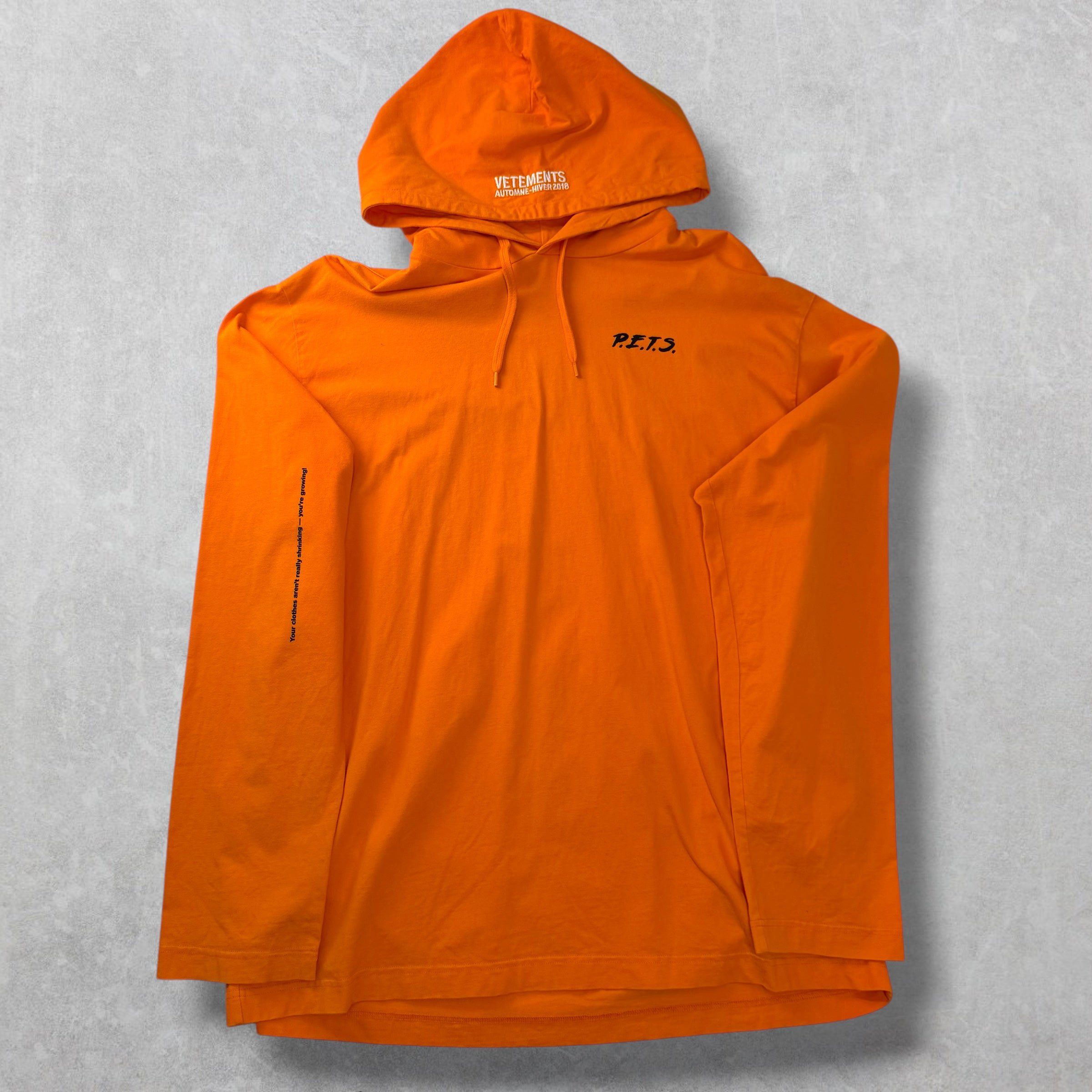 Vetements Vetements Orange P.E.T.S. Hoodie M (L) Size US L / EU 52-54 / 3 - 1 Thumbnail