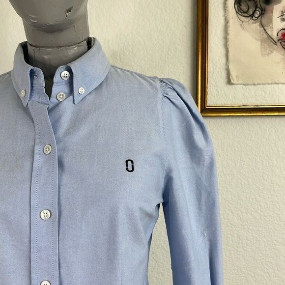 Marc Jacobs Marc Jacobs Bishop Embroidered Oxford Shirt Blue Long Sleeve Size S / US 4 / IT 40 - 4 Thumbnail