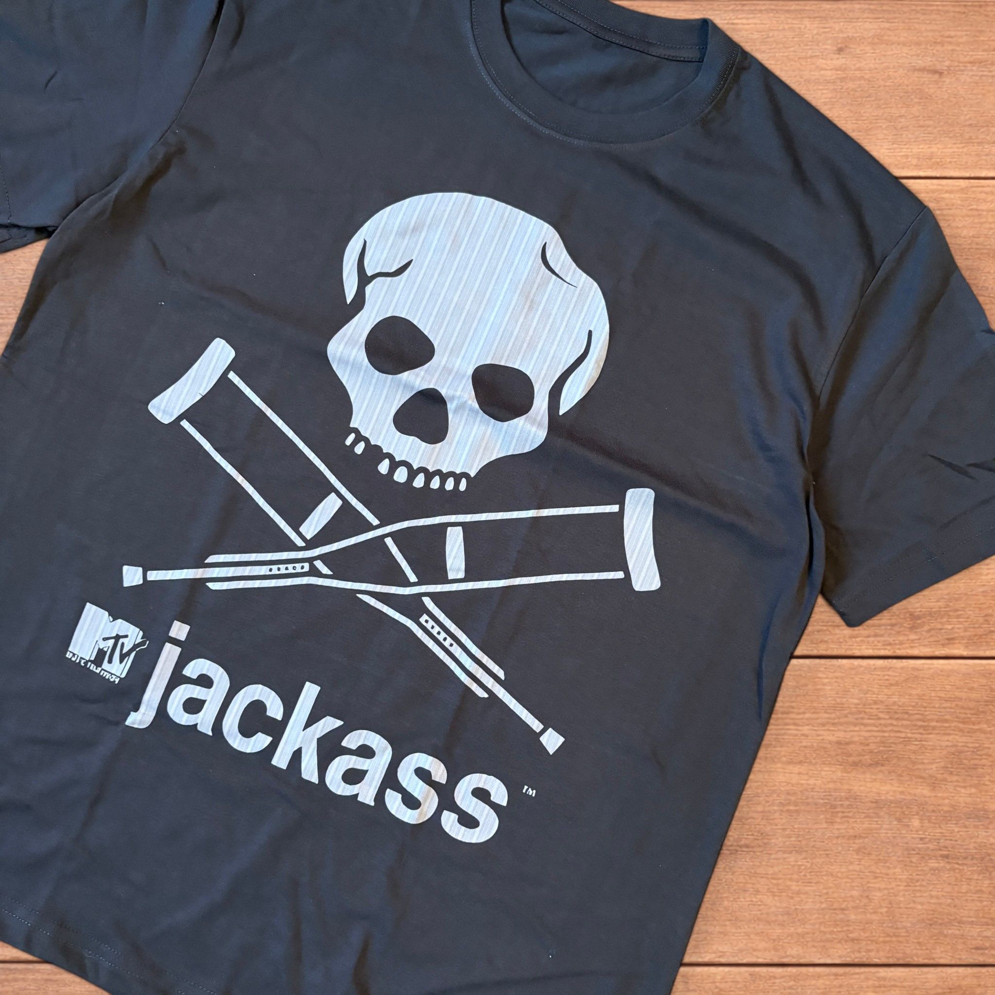 Japanese Brand Jackass MTV T-shirt with front graphic in grey. Size US M / EU 48-50 / 2 - 3 Thumbnail
