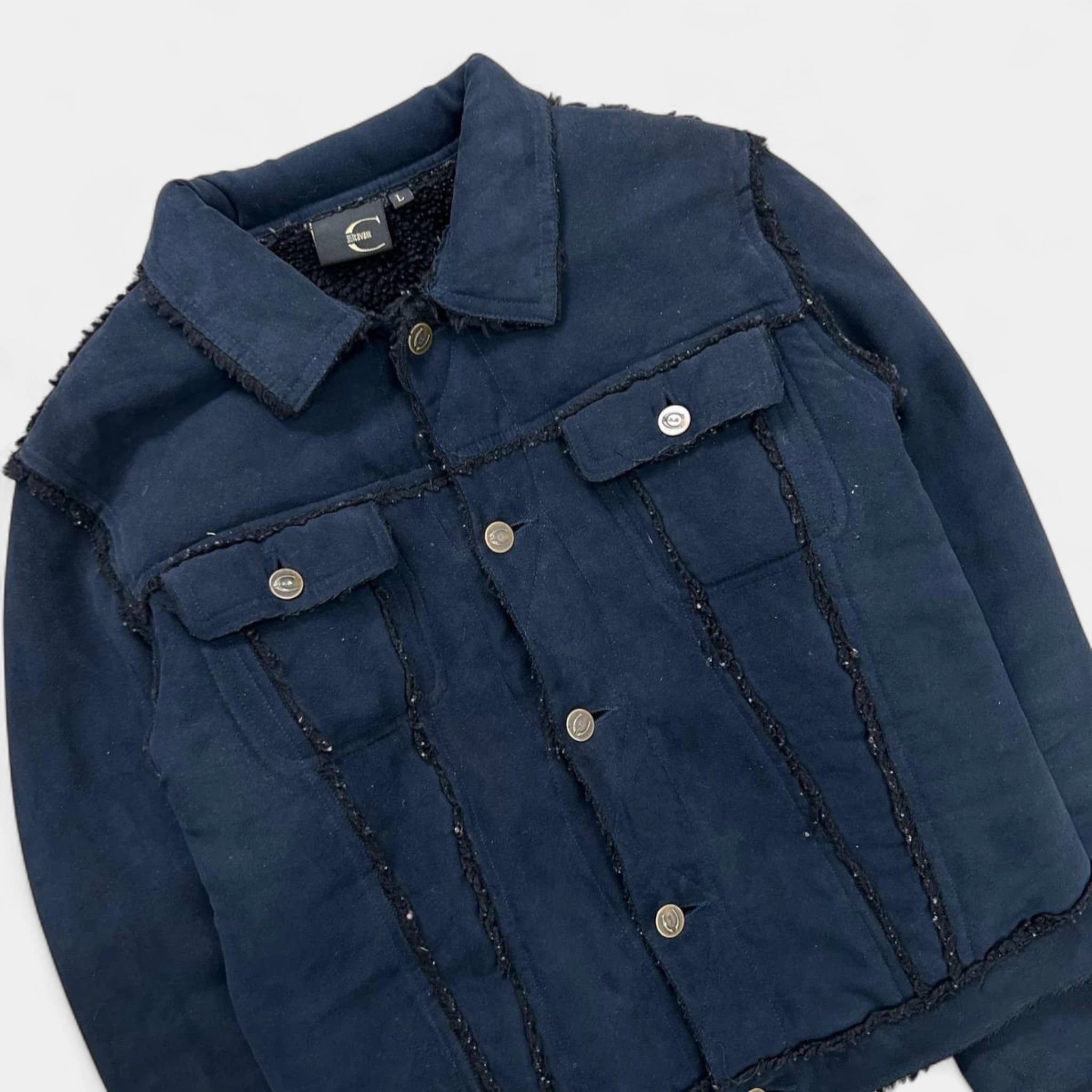 Just Cavalli Just Cavalli Navy Suede Shearling Jacket Size US L / EU 52-54 / 3 - 2 Thumbnail