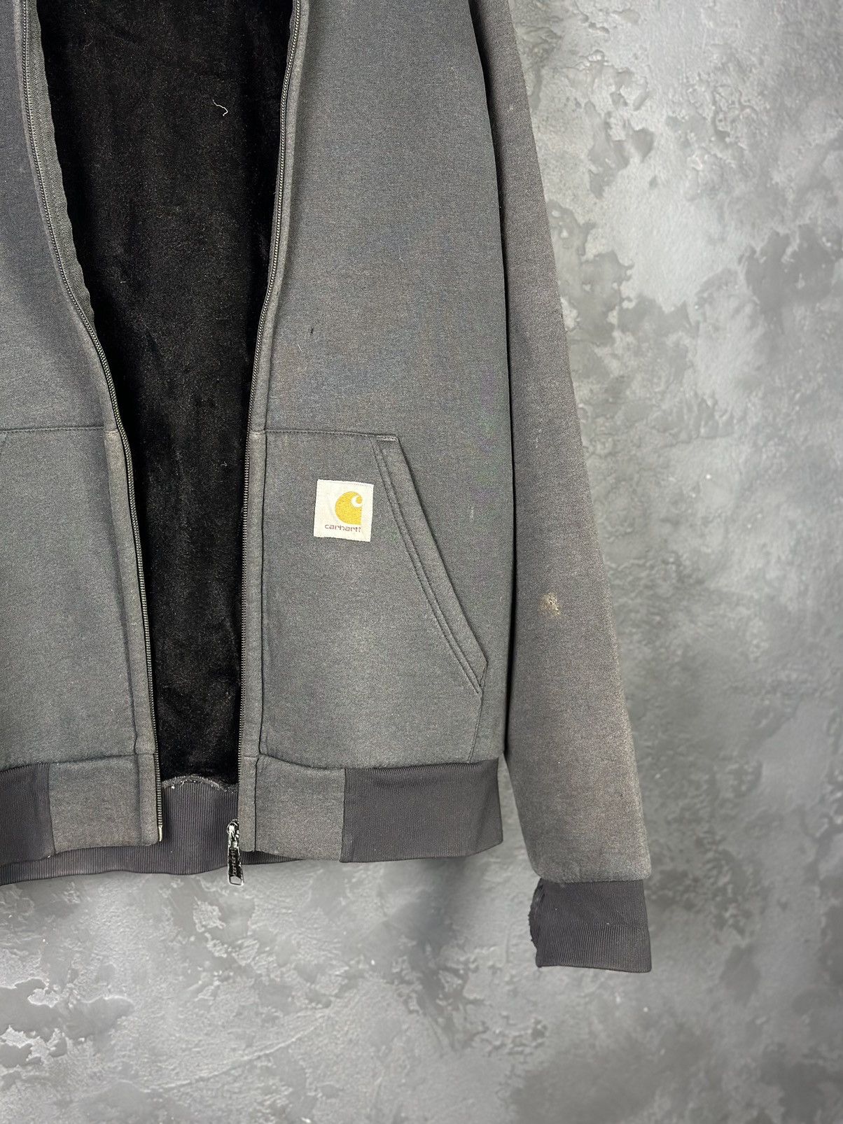 Carhartt × Vintage Vintage Carhartt Black Thermal Lined Zip Hoodie Sweatshirt Size US L / EU 52-54 / 3 - 2 Thumbnail