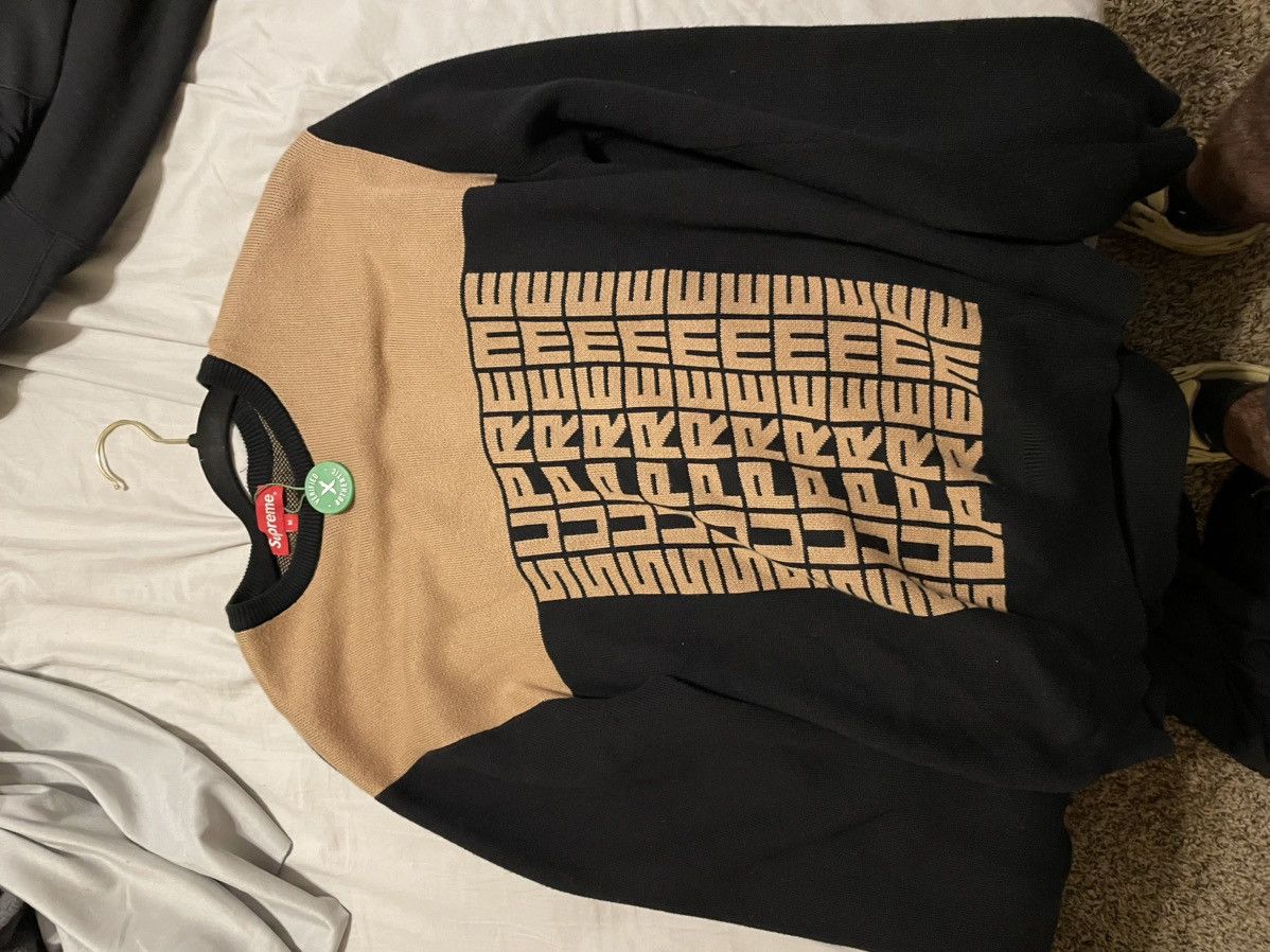 image of Black Tan Supreme Repeat Logo Sweater, Men's (Size Medium)
