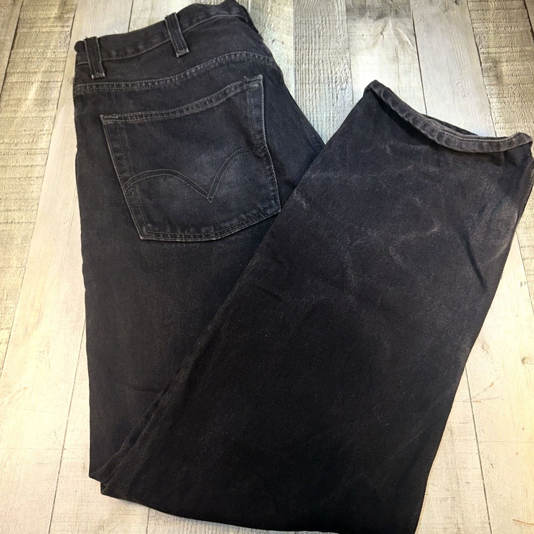 Levi's Levi's 505 Jeans Men 38x32 Black Light Wash Regular Straight Leg Logo 5-Pocket Jeans Mens Regular Mid Rise Denim Cotton Zip Closure - Vintage? No Size US 38 / EU 54 - 3 Thumbnail