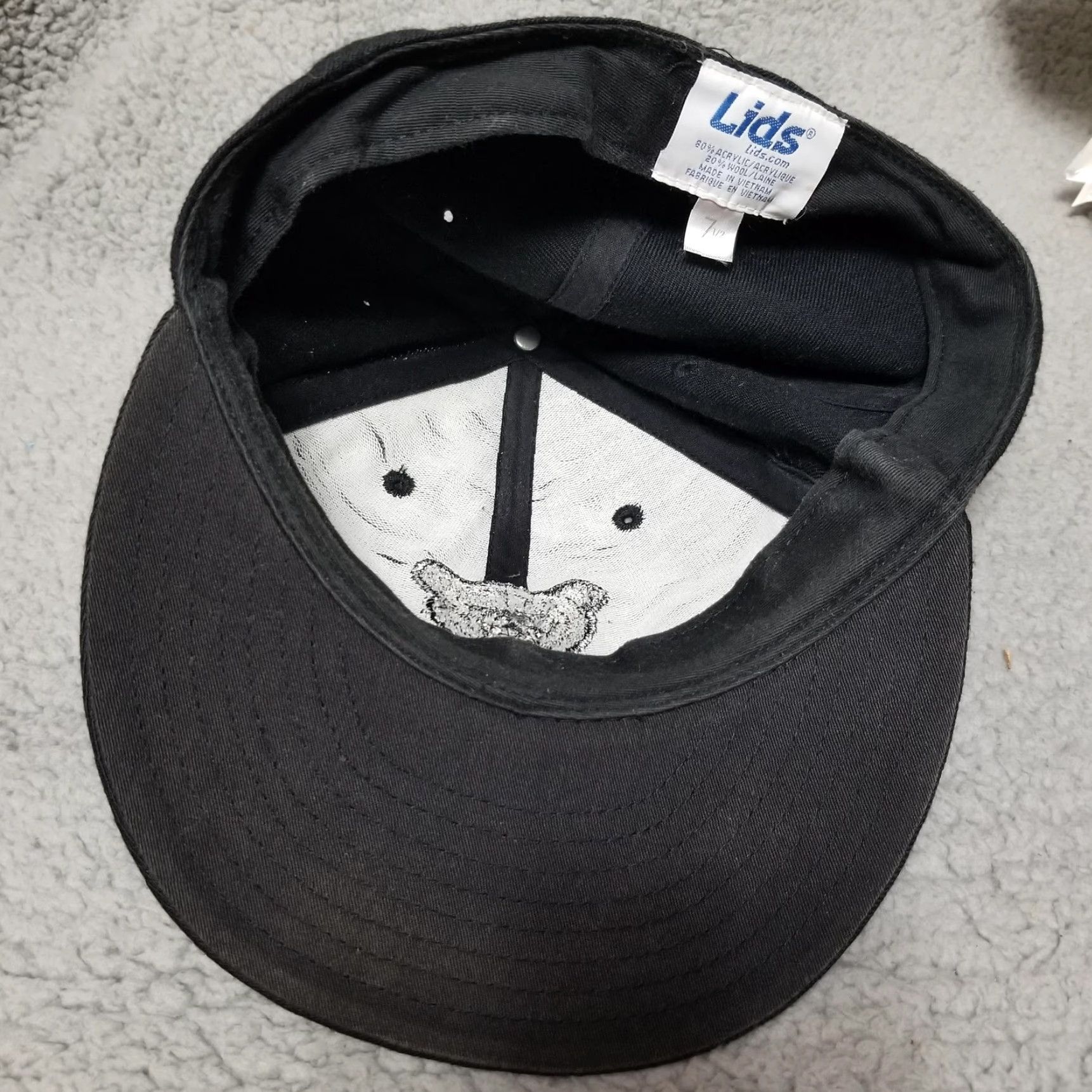 Lids VINTAGE LIDS Black Bear Cap Fitted Mens 7 1/2 Baseball Hat Wool Blend Size ONE SIZE - 3 Thumbnail