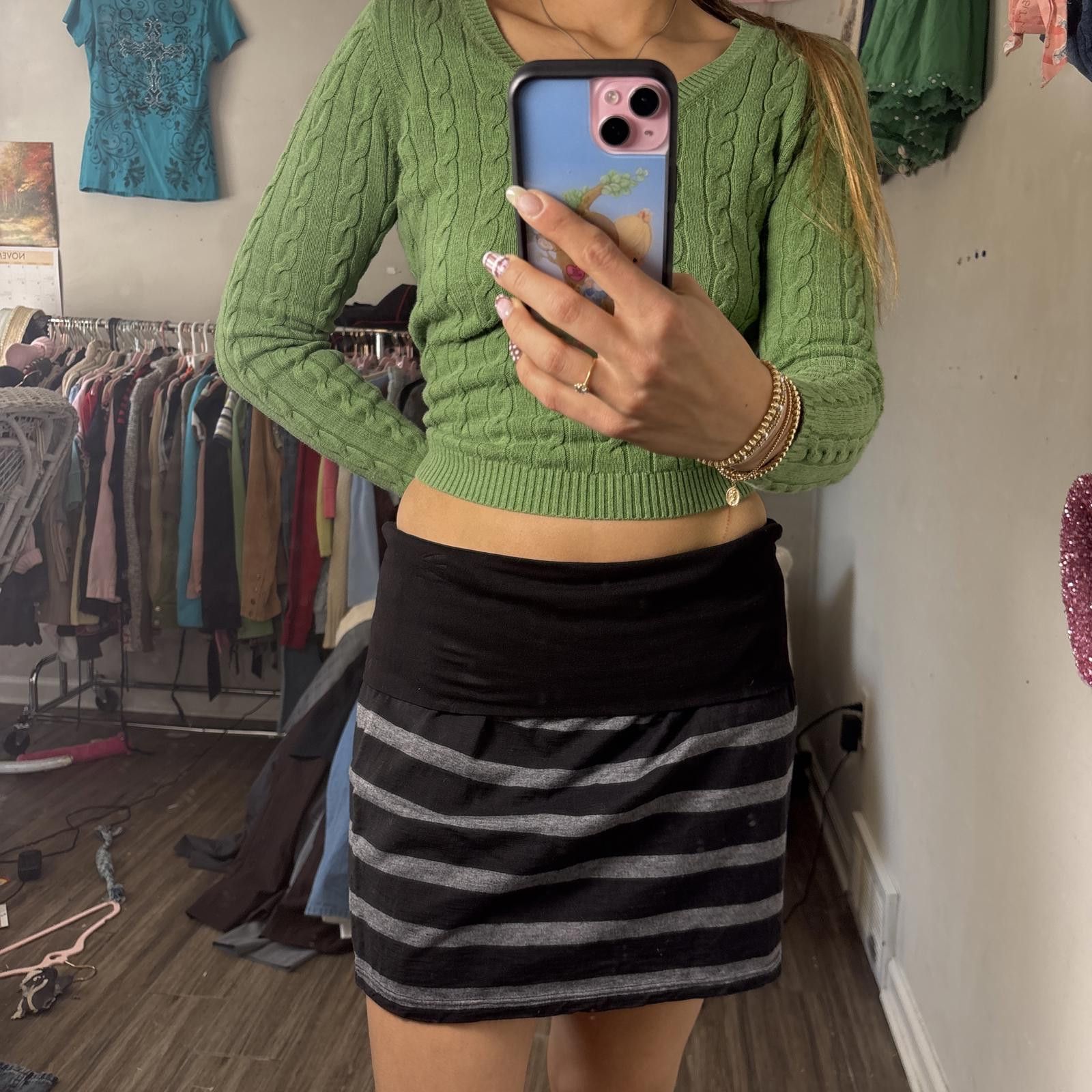 Other y2k striped fold over grunge top or mini skirt Size 36" / US 14 / IT 50 - 2 Thumbnail