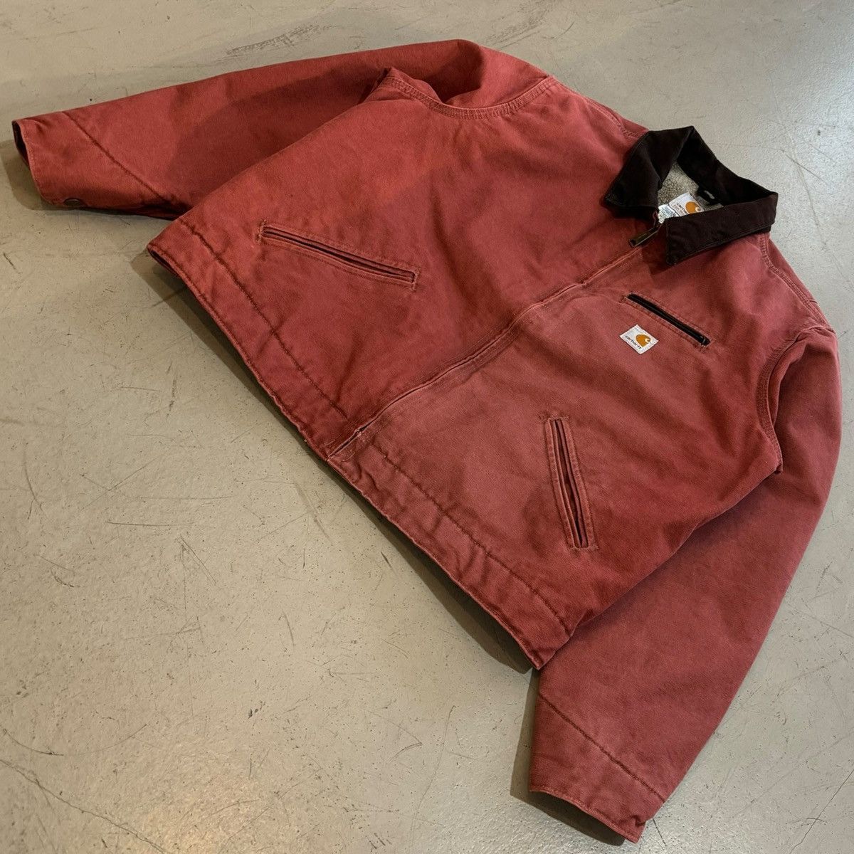 Carhartt × Vintage Vintage Salmon Carhartt Cropped Detroit Style Jacket Size XL / US 12-14 / IT 48-50 - 8 Thumbnail