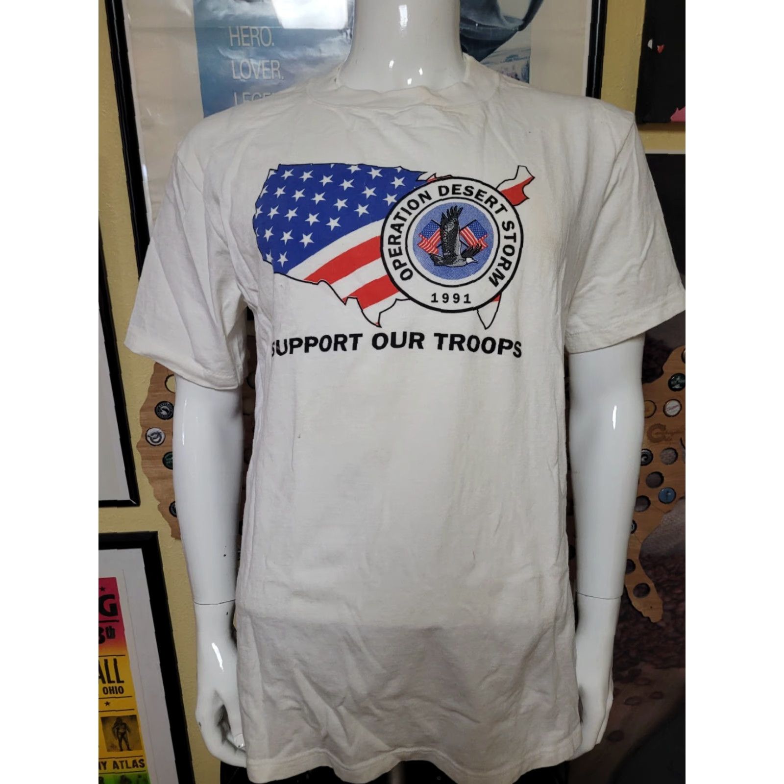 Vintage VTG Operation Desert Storm 1991 Soffe's Choice T Shirt Large Men Short Sleeve Cotton White Crew Neck Military Guns Hunting Theme Size US L / EU 52-54 / 3 - 2 Thumbnail