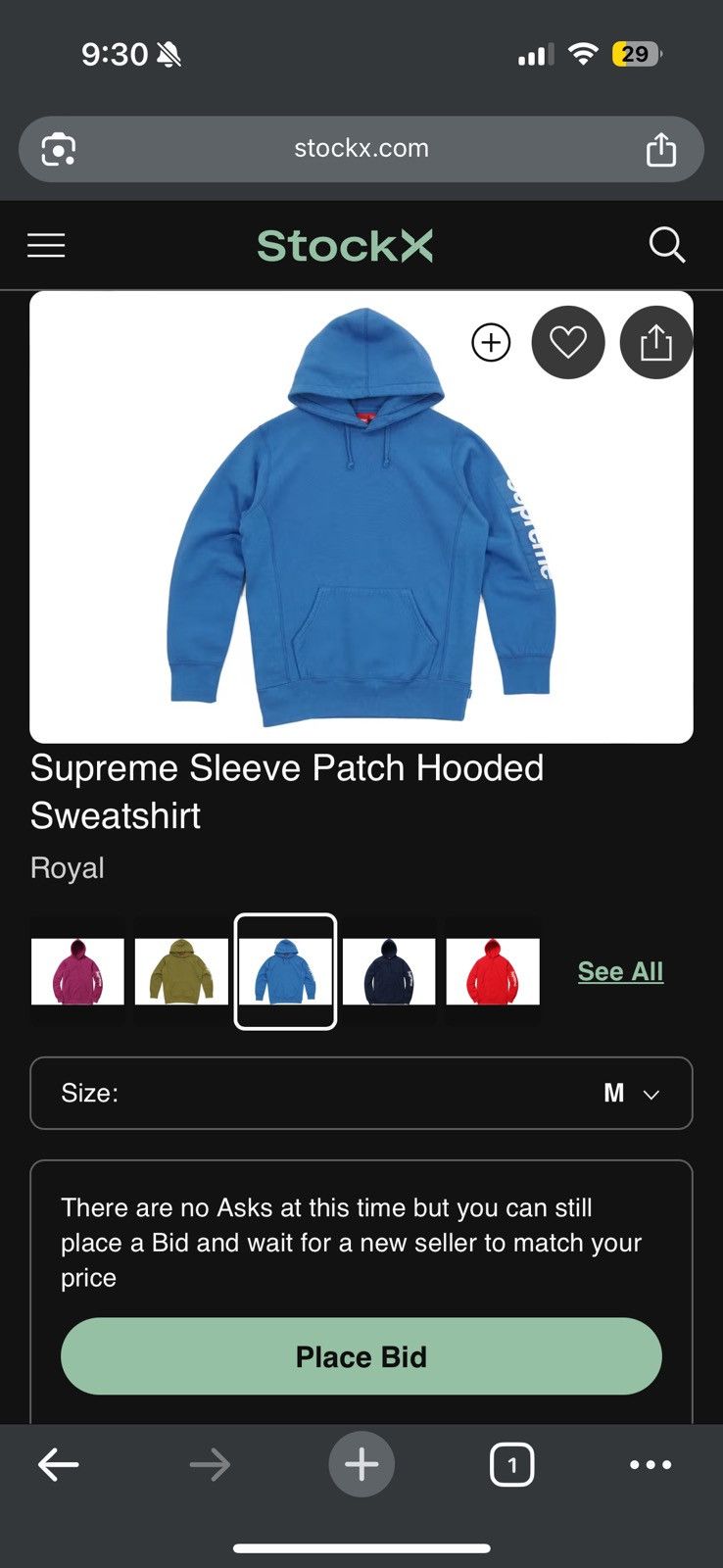 Supreme Supreme Sleeve Patch Hoodie SS17 SZ Medium Royal 🔥 Size US M / EU 48-50 / 2 - 18 Thumbnail