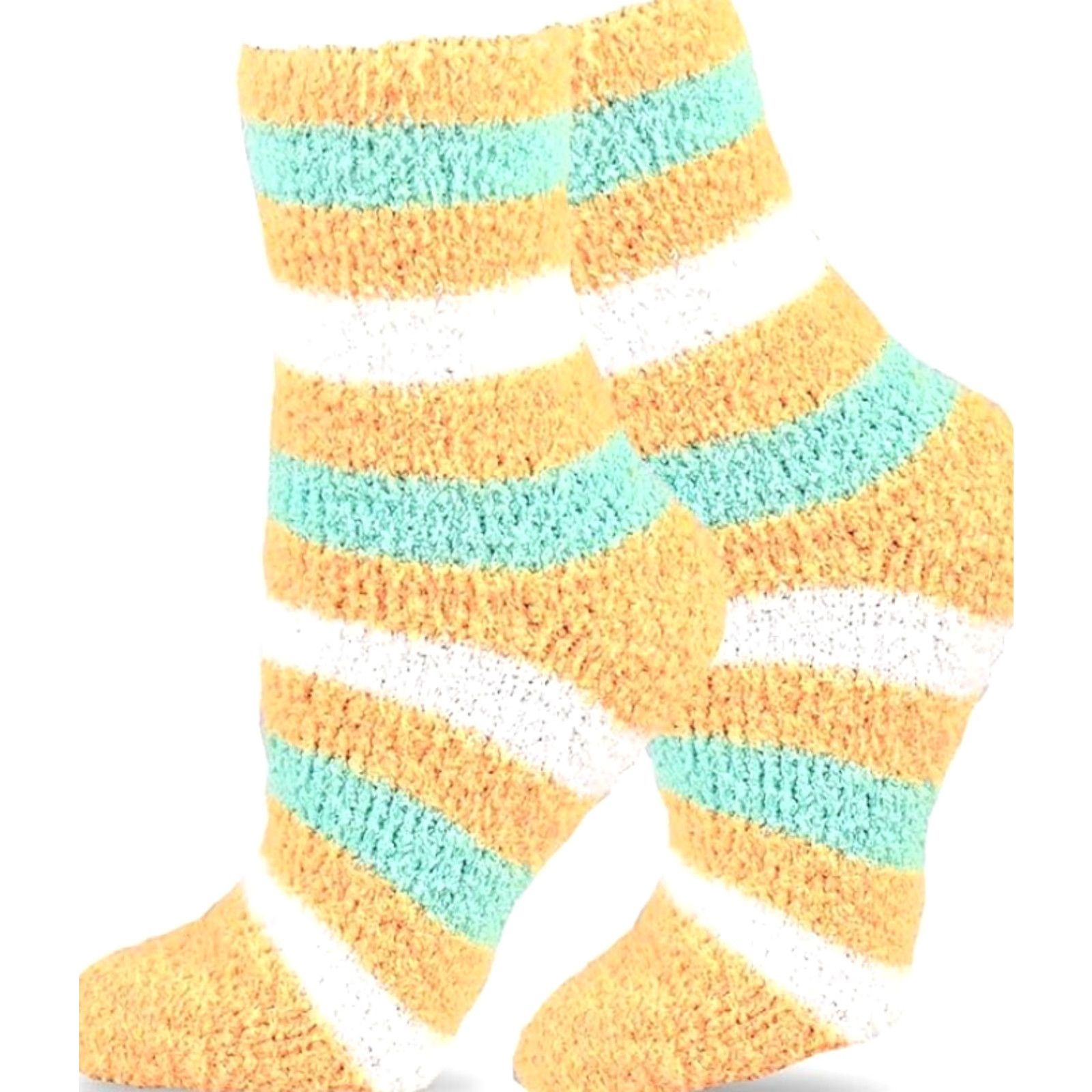 Vintage COSY SOCKS Cozy Warm Fuzzy Slipper Socks Reindeer Santa Christmas 2-Pair Brown Women Slipper Socks, Microfiber, Mid Calf, Non-Slip, Warm, Soft Size ONE SIZE - 4 Thumbnail